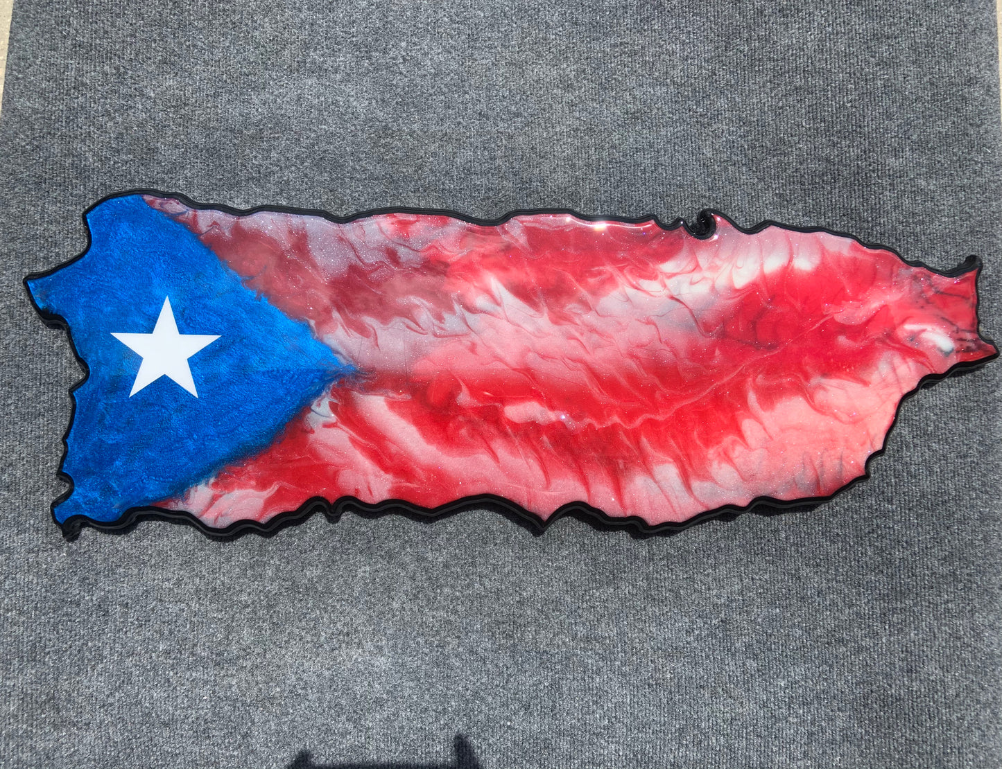 Epoxy Art Puerto Rico Flag